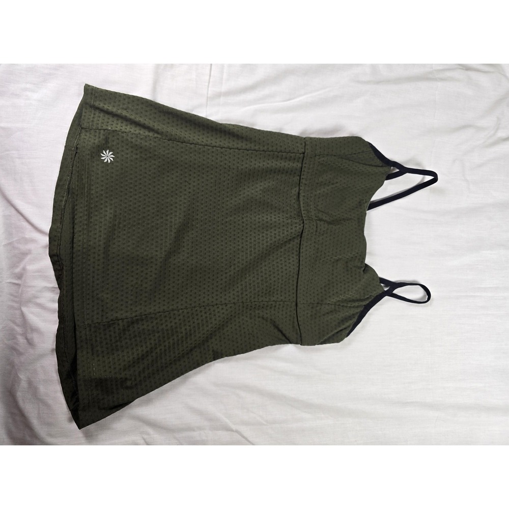Athleta Tank Top Womens Small Green Mesh Strappy Back Yoga Running Athletic